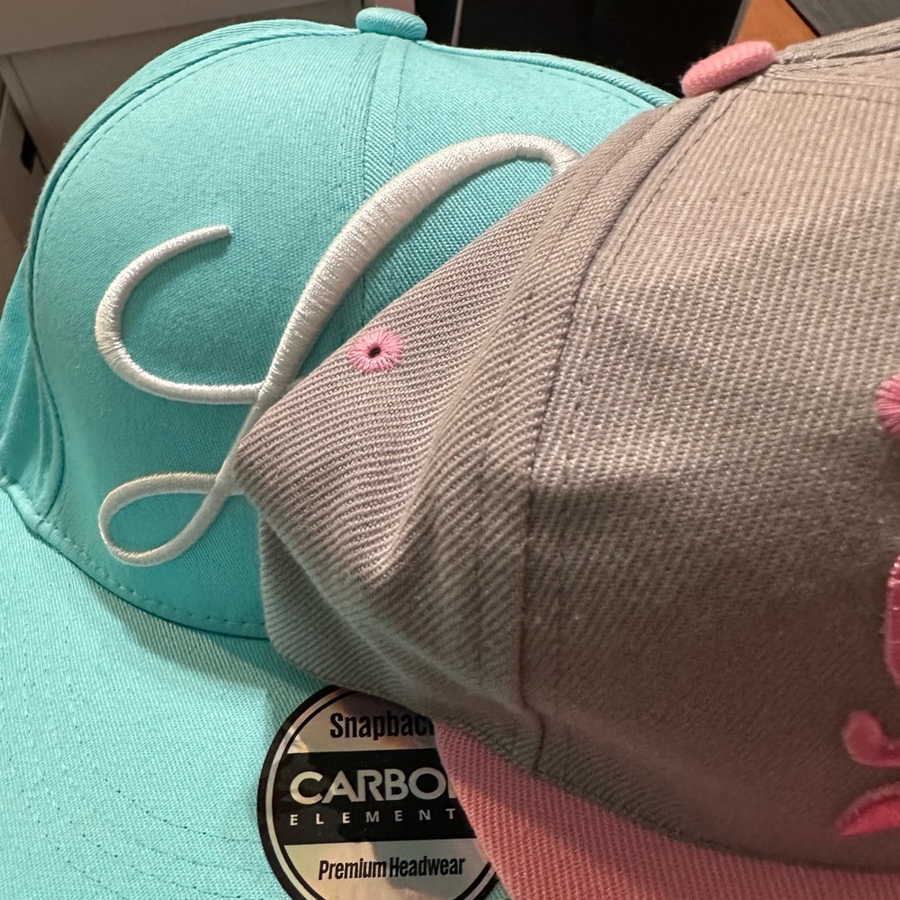 Blue and Pink Snapback Hats-Set of 2 - Picture 2 of 4